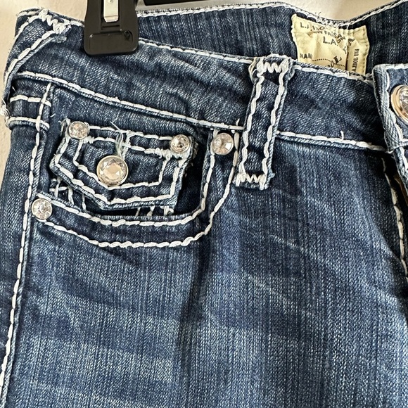 Ladies Rhinestone Embroidered Bootcut Denim Jeans LA Idol USA Jeans. Size 5 - Picture 5 of 12